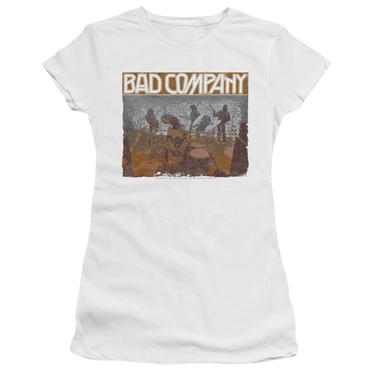 Bad Company Swan Song Junior Sheer Cap Sleeve Premium Bella Canvas Womens T Shirt White