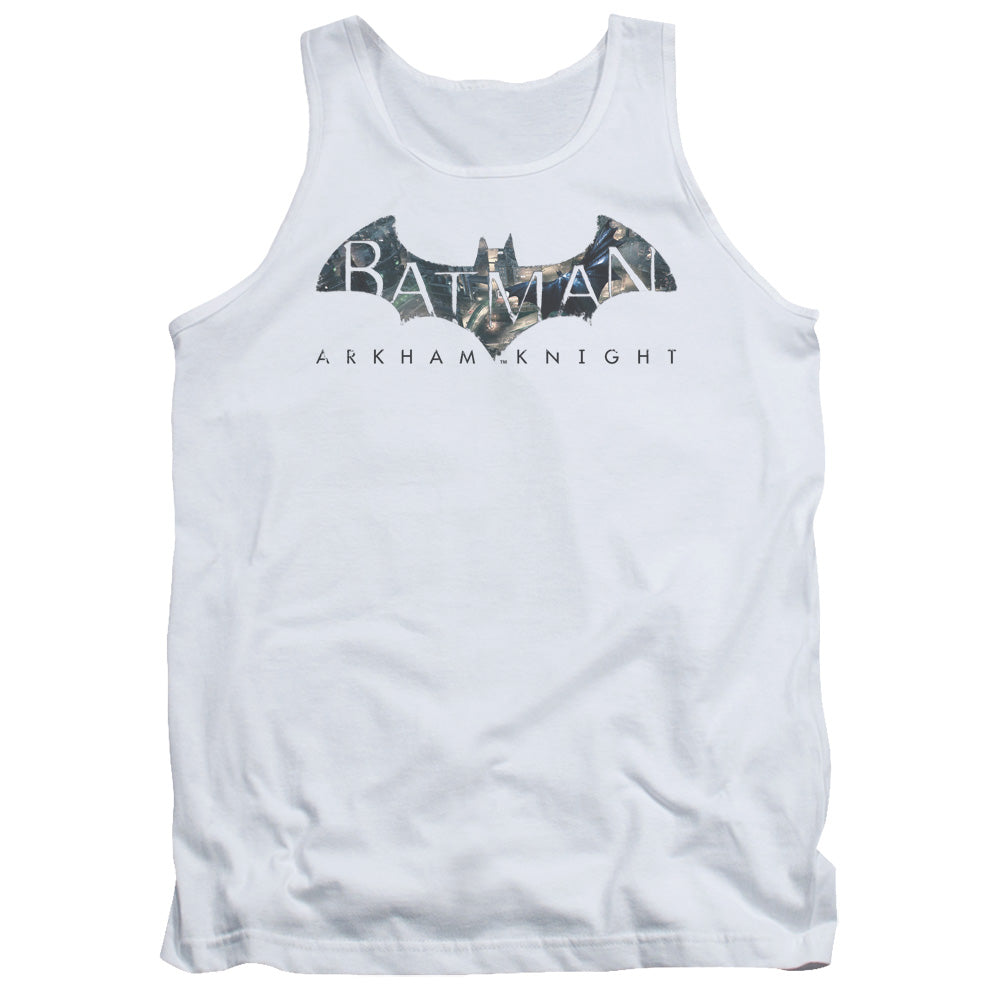 Batman Arkham Knight Descending Logo Mens Tank Top Shirt White