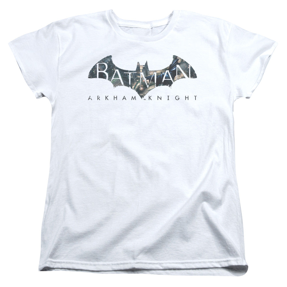 Batman Arkham Knight Descending Logo Womens T Shirt White