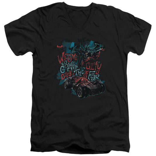 Batman Arkham Knight City Of Fear Mens Slim Fit V Neck T Shirt Black