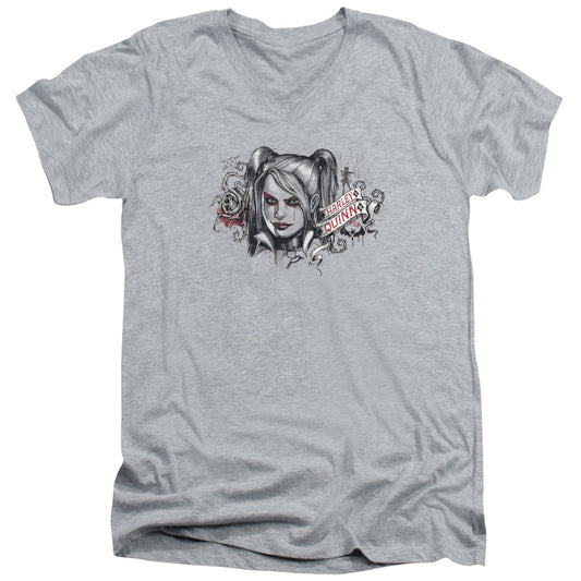Batman Arkham Knight Hq Sketch Mens Slim Fit V Neck T Shirt Athletic Heather