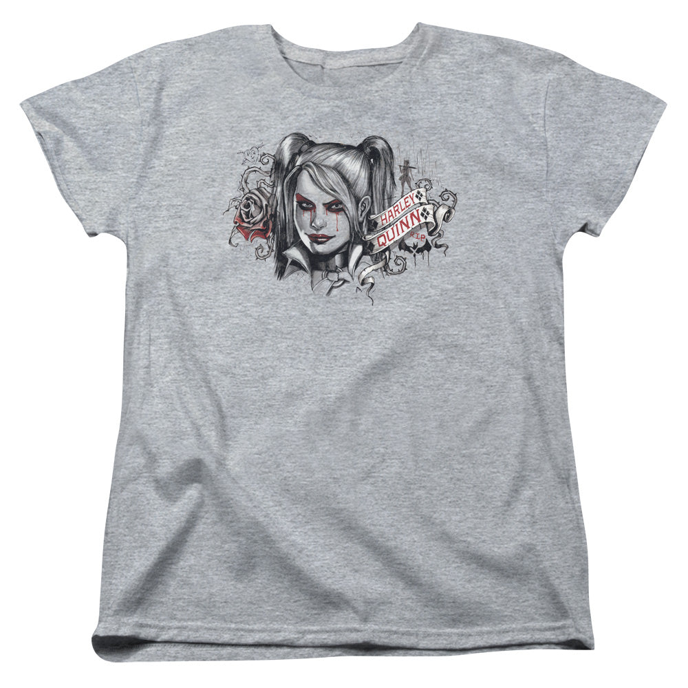 Batman Arkham Knight Hq Sketch Womens T Shirt Athletic Heather