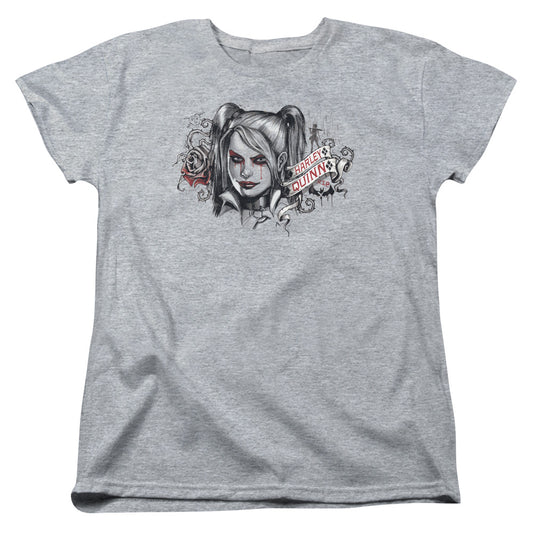 Batman Arkham Knight Hq Sketch Womens T Shirt Athletic Heather