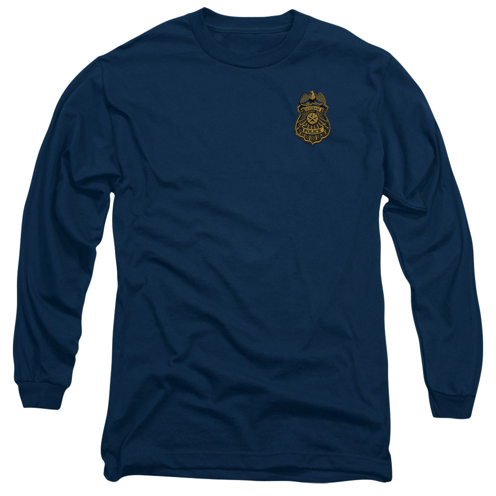 Batman Arkham Knight Gotham Badge Mens Long Sleeve Shirt Navy Blue