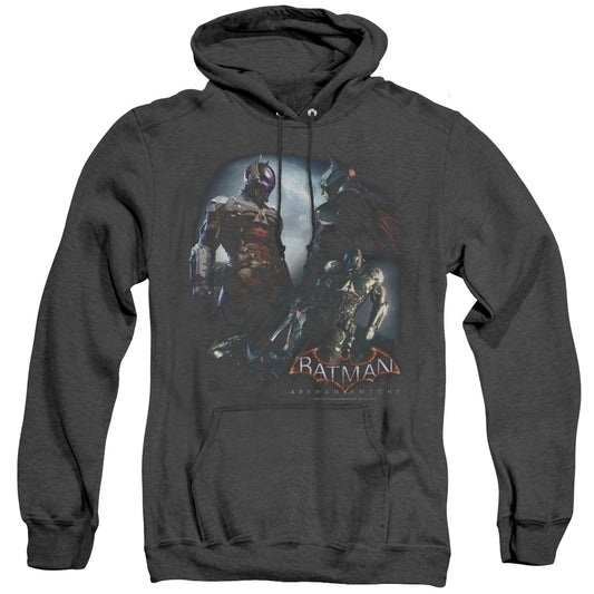 Batman Arkham Knight Face Off Mens Heather Hoodie Black Officially Licensed