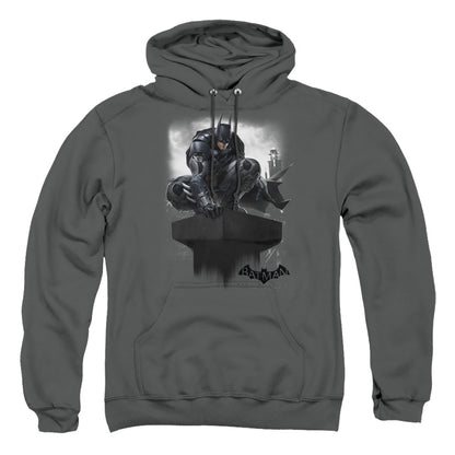Batman Arkham Knight Perched Mens Hoodie Charcoal Officially Licensed