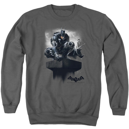 Batman Arkham Knight Perched Mens Crewneck Sweatshirt Charcoal