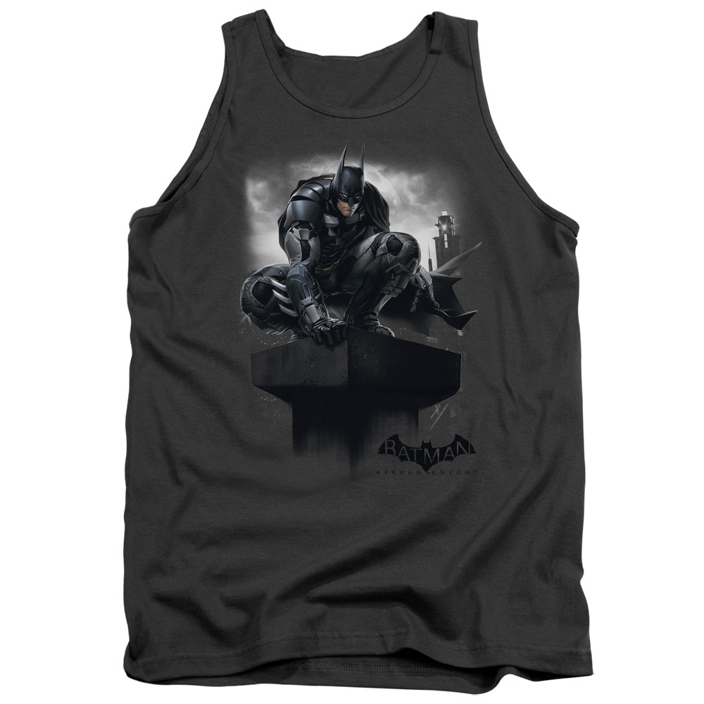 Batman Arkham Knight Perched Mens Tank Top Shirt Charcoal