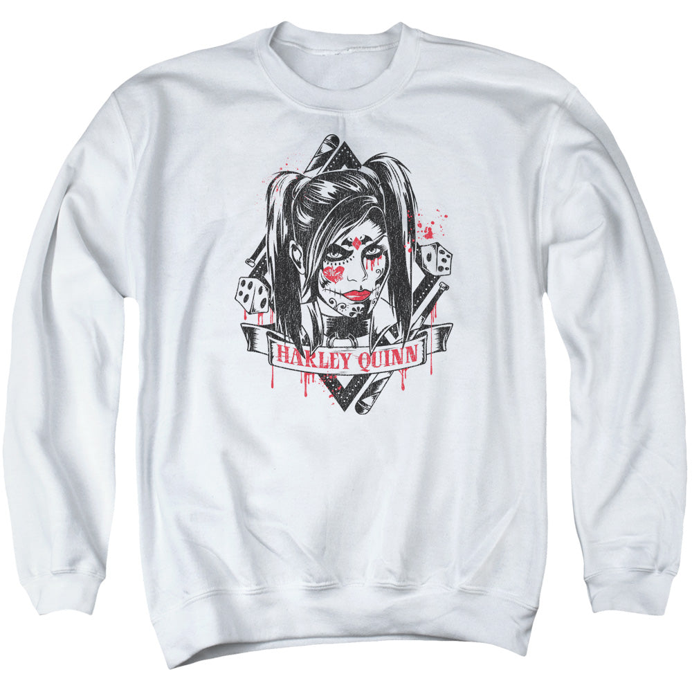Batman Arkham Knight Sugar Quinn Mens Crewneck Sweatshirt White