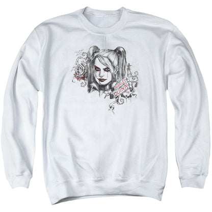 Batman Arkham Knight Sketchy Girl Mens Crewneck Sweatshirt White