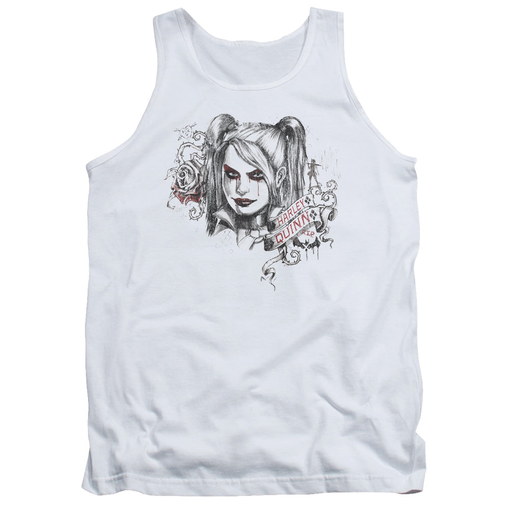 Batman Arkham Knight Sketchy Girl Mens Tank Top Shirt White