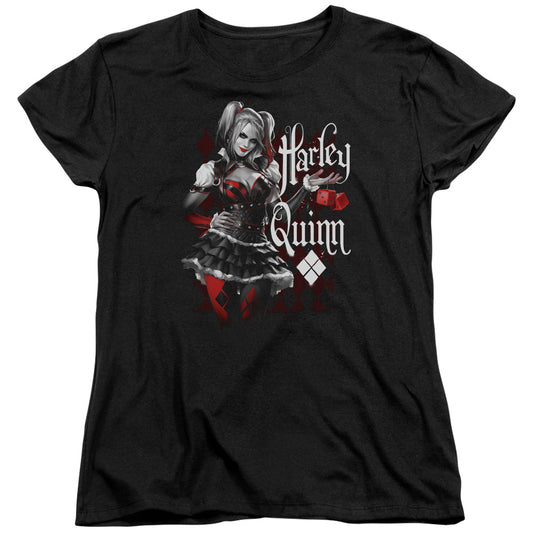 Batman Arkham Knight Dice Womens T Shirt Black