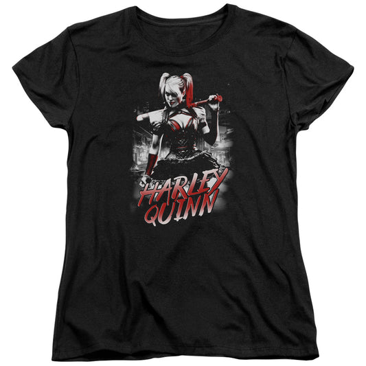 Batman Arkham Knight Quinn City Womens T Shirt Black
