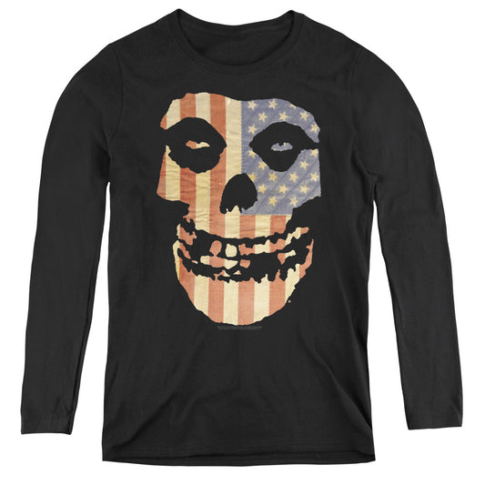 Misfits Fiend Flag Colored Womens Long Sleeve Shirt Black