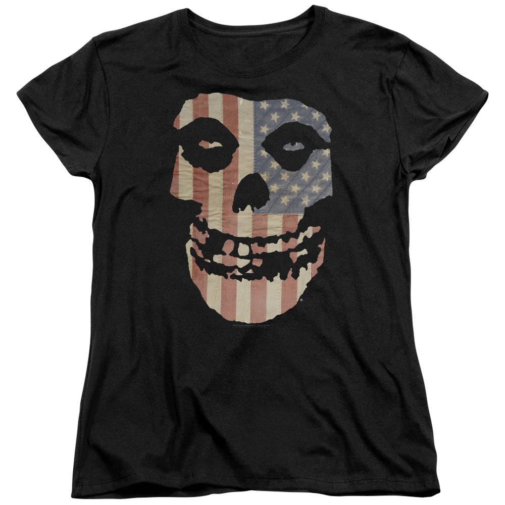 Misfits Fiend Flag Colored Womens T Shirt Black