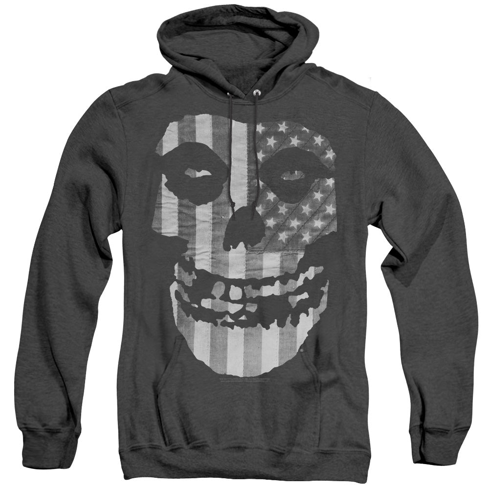 Misfits Fiend Flag Black & White Heather Mens Hoodie Black