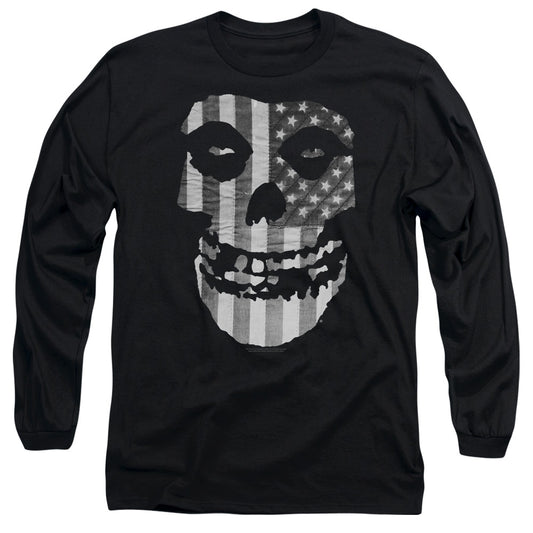 Misfits Fiend Flag Black & White Mens Long Sleeve Shirt Black