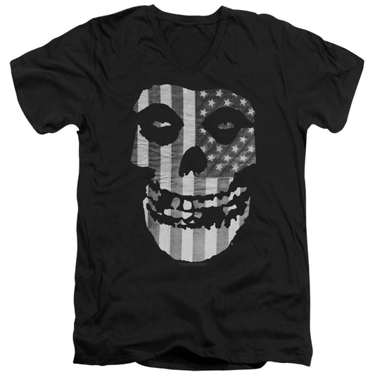 Misfits Fiend Flag Black & White Mens Slim Fit V-Neck T Shirt Black