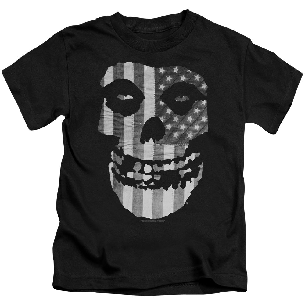 Misfits Fiend Flag Black & White Juvenile Kids Youth T Shirt Black