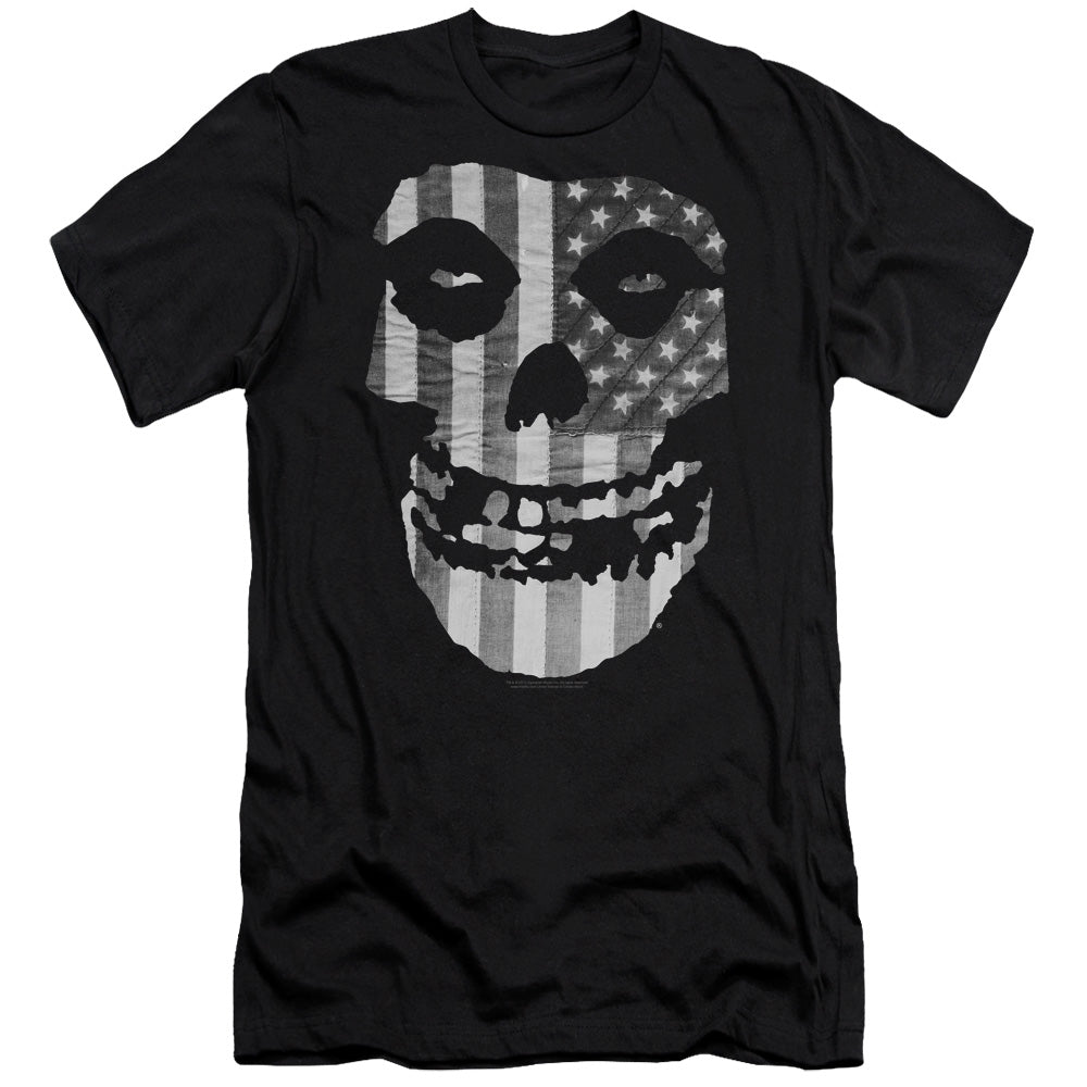 Misfits Fiend Flag Black & White Premium Bella Canvas Slim Fit Mens T Shirt Black