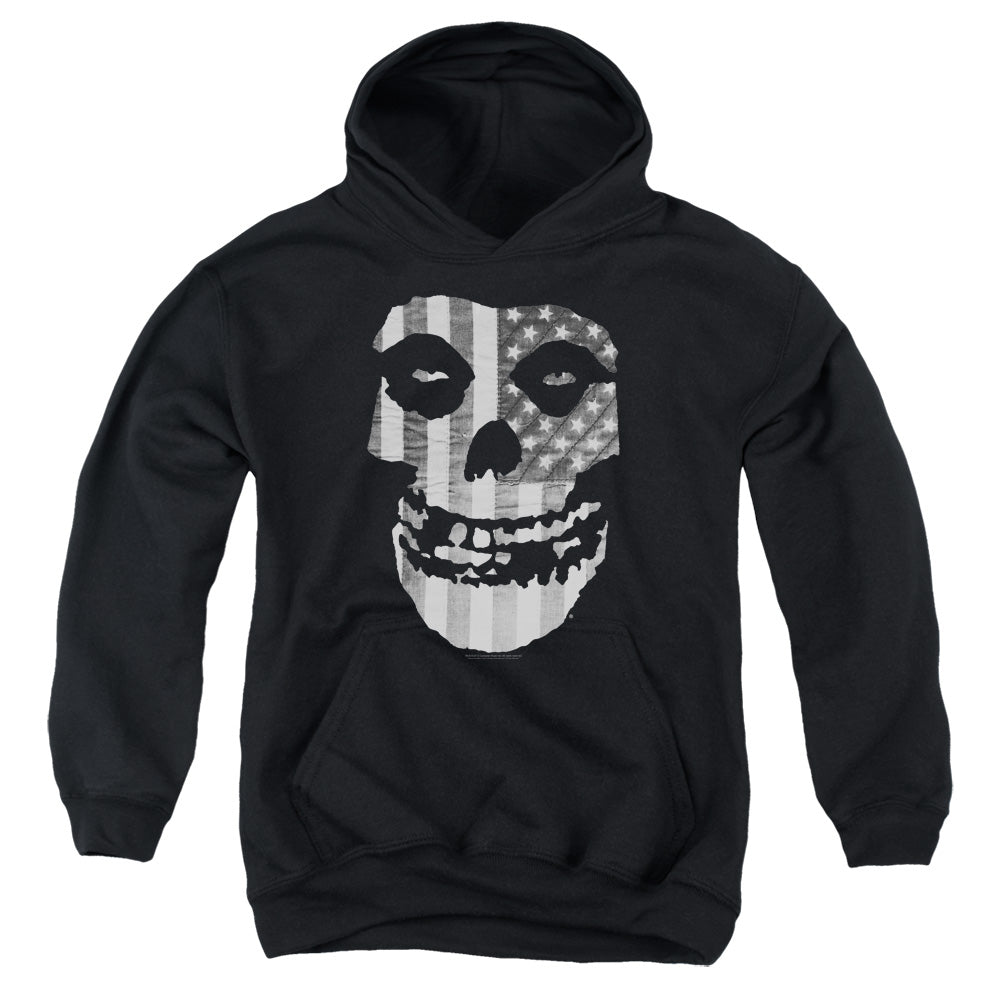 Misfits Fiend Flag Black & White Kids Youth Hoodie Black