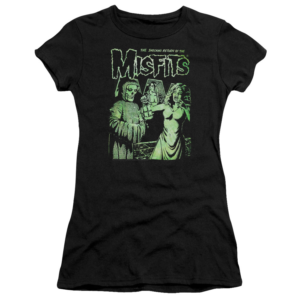 Misfits The Return Junior Sheer Cap Sleeve Womens T Shirt Black