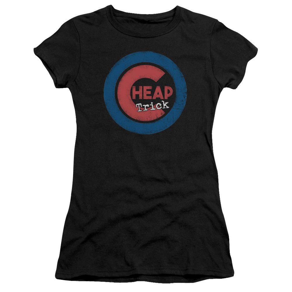 Cheap Trick Cheap Cub Junior Sheer Cap Sleeve Womens T Shirt Black