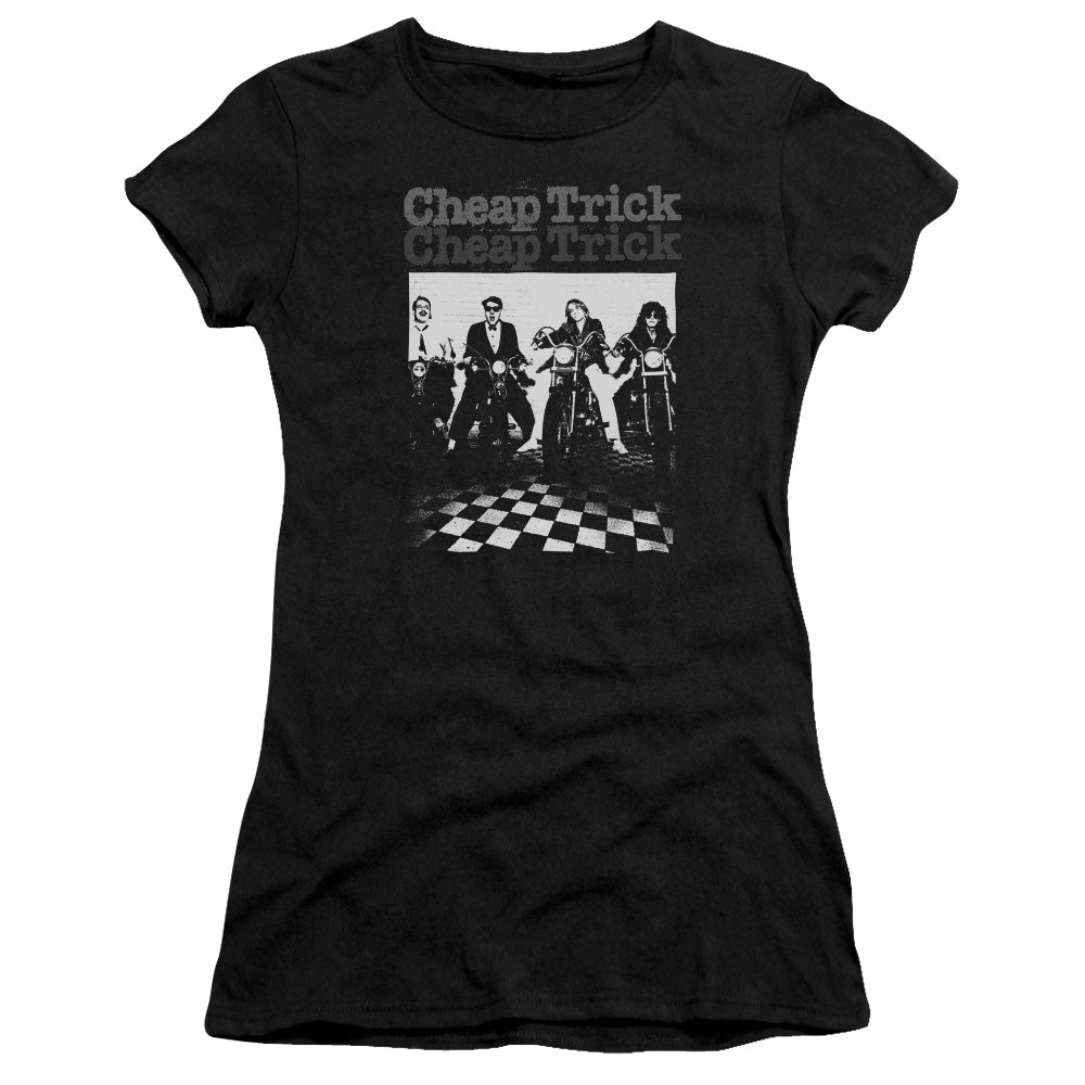 Cheap Trick Cheap Trick Bikes Junior Sheer Cap Sleeve Premium Bella Canvas Womens T Shirt Black