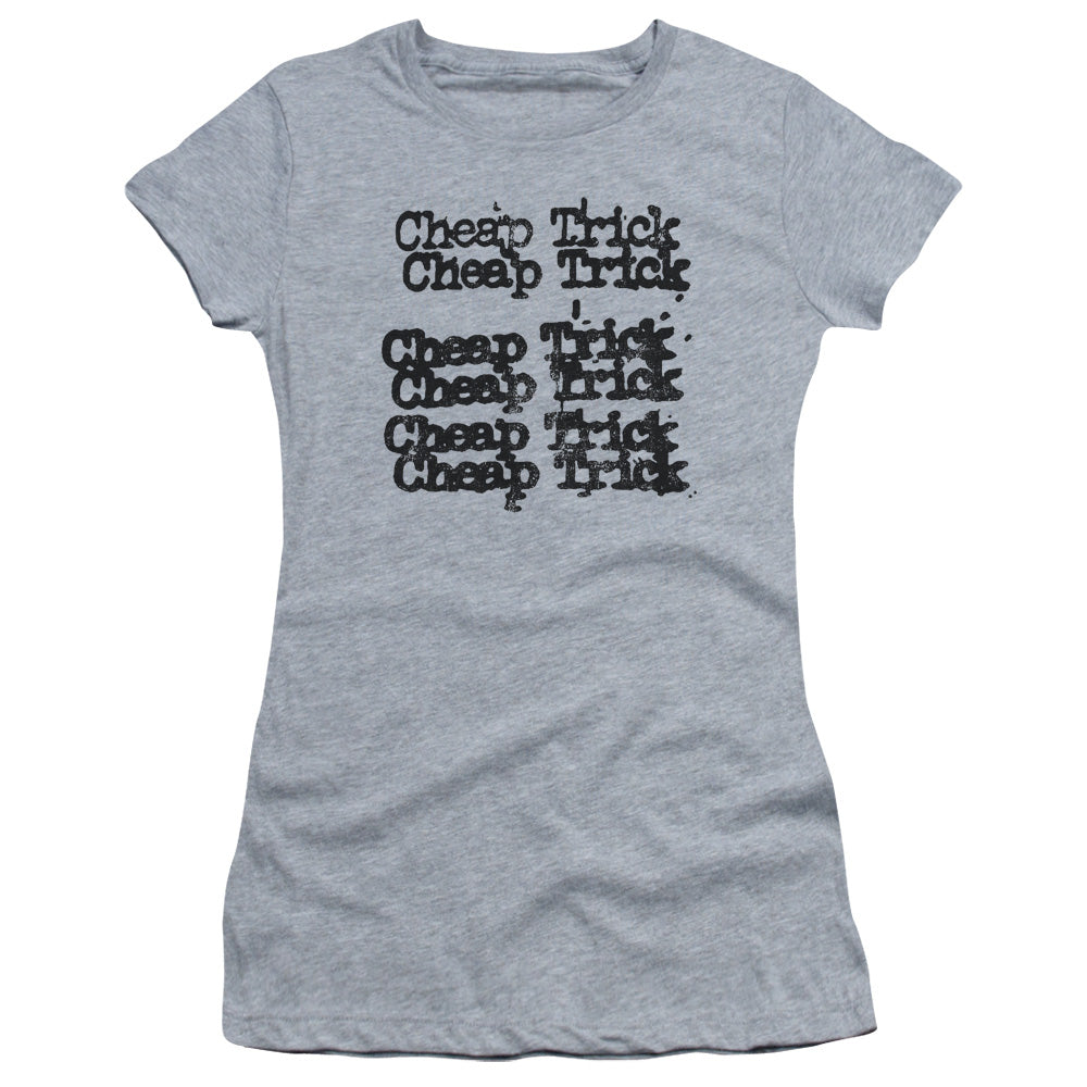 Cheap Trick Cheap Trick Logo Junior Sheer Cap Sleeve Womens T Shirt Athletic Heather