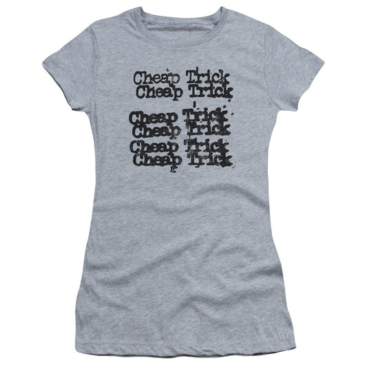 Cheap Trick Cheap Trick Logo Junior Sheer Cap Sleeve Womens T Shirt Athletic Heather