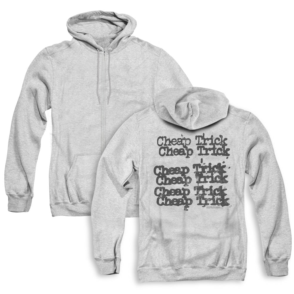 Cheap Trick Cheap Trick Logo Back Print Zipper Mens Hoodie Athletic Heather