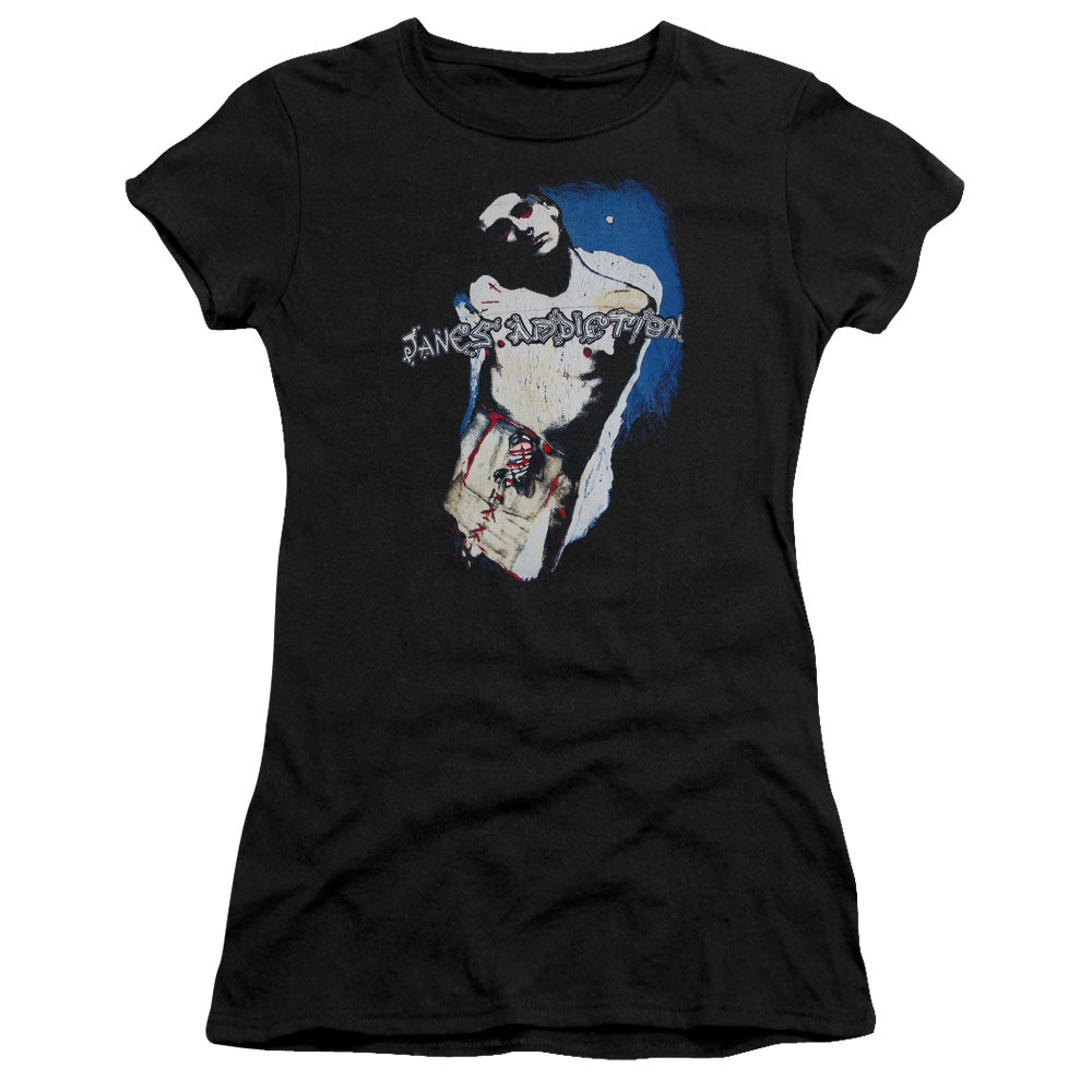 Janes Addiction Perry Junior Sheer Cap Sleeve Womens T Shirt Black