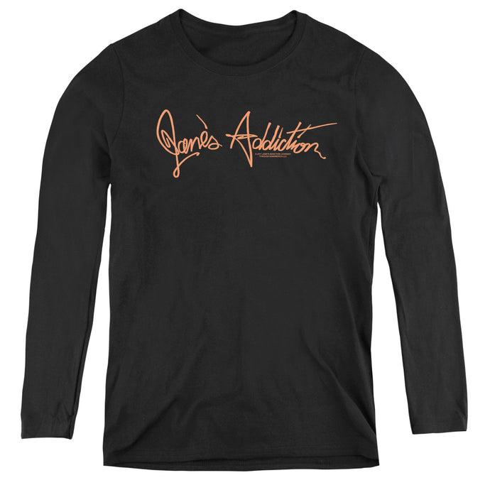 Janes Addiction Script Logo Womens Long Sleeve Shirt Black