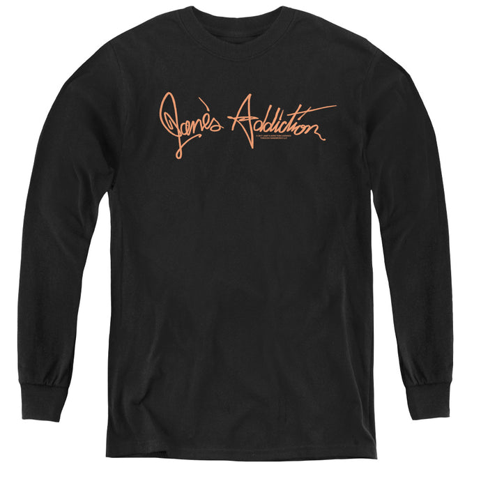 Janes Addiction Script Logo Long Sleeve Kids Youth T Shirt Black