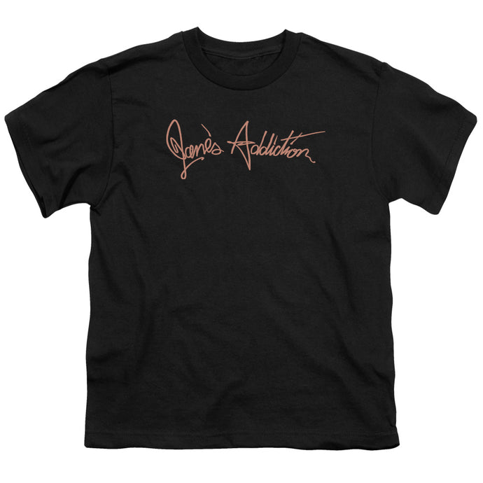 Janes Addiction Script Logo Kids Youth T Shirt Black
