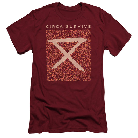 Circa Survive Floral Slim Fit Mens T Shirt Cardinal