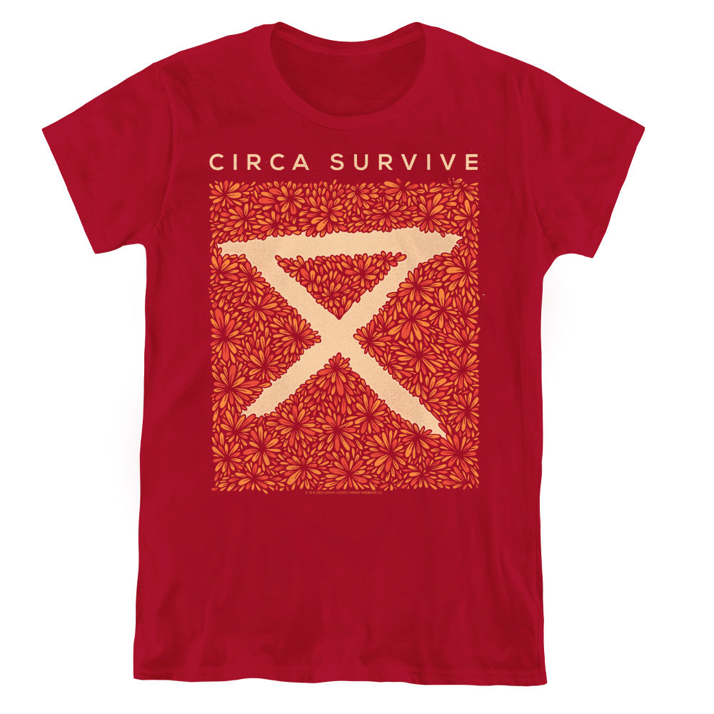 Circa Survive Floral Womens T Shirt Cardinal