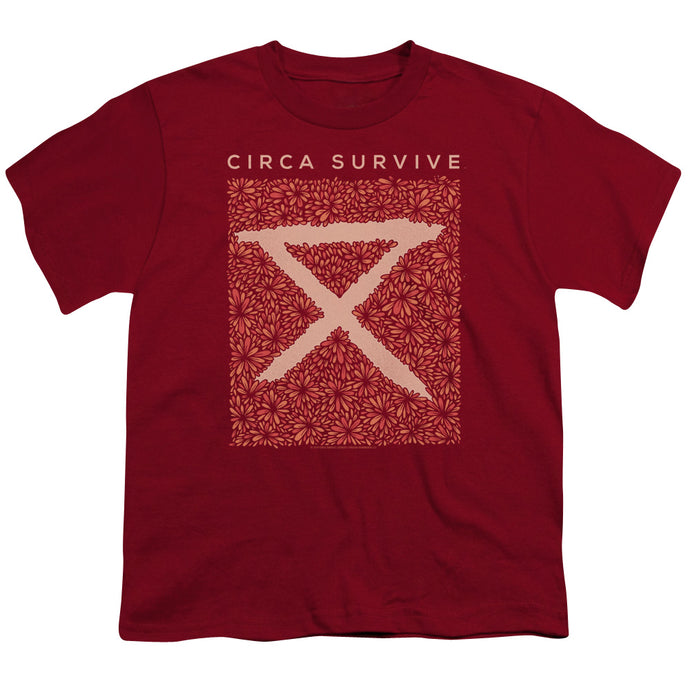 Circa Survive Floral Kids Youth T Shirt Cardinal