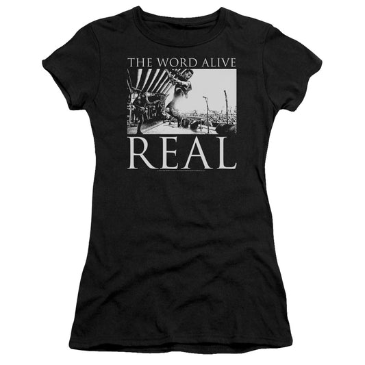 The Word Alive Live Shot Junior Sheer Cap Sleeve Womens T Shirt Black