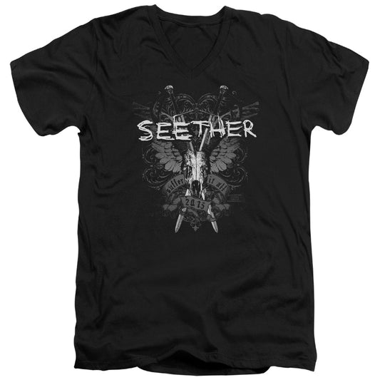 Seether Suffer Mens Slim Fit V-Neck T Shirt Black