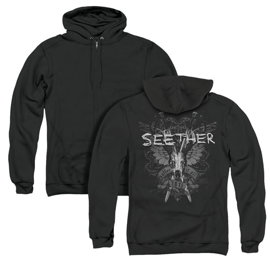 Seether Suffer Back Print Zipper Mens Hoodie Black