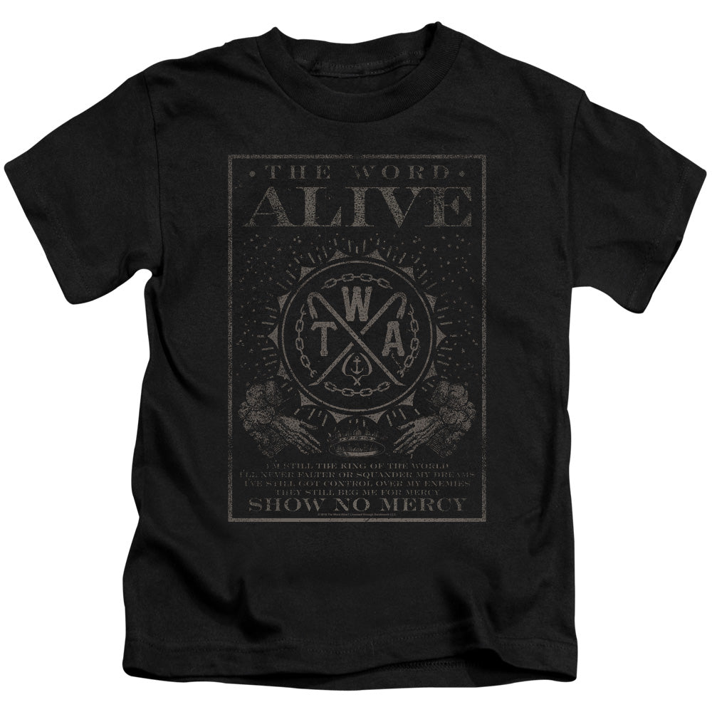 The Word Alive Show No Mercy Juvenile Kids Youth T Shirt Black