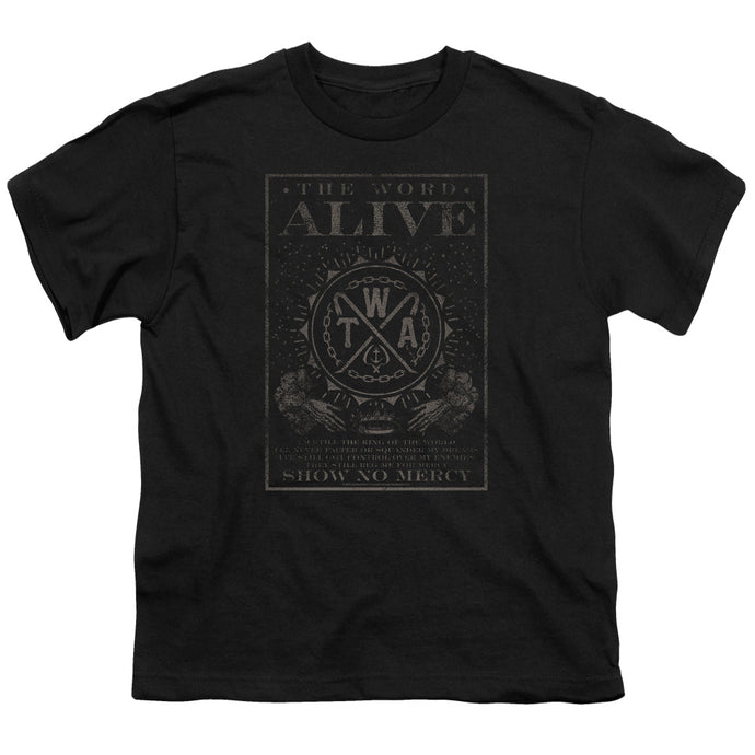 The Word Alive Show No Mercy Kids Youth T Shirt Black