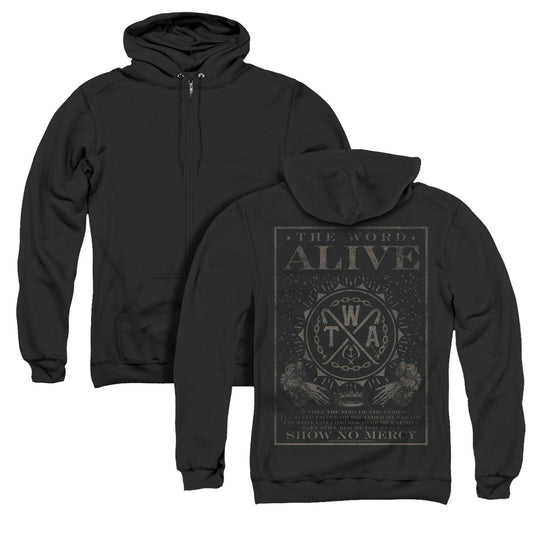 The Word Alive Show No Mercy Back Print Zipper Mens Hoodie Black