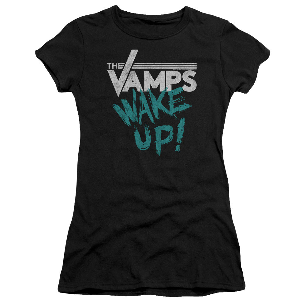 The Vamps Wake Up Junior Sheer Cap Sleeve Womens T Shirt Black