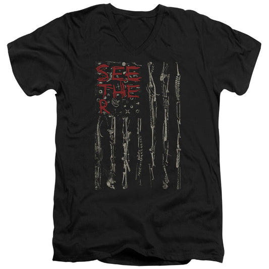 Seether Bone Flag Mens Slim Fit V-Neck T Shirt Black