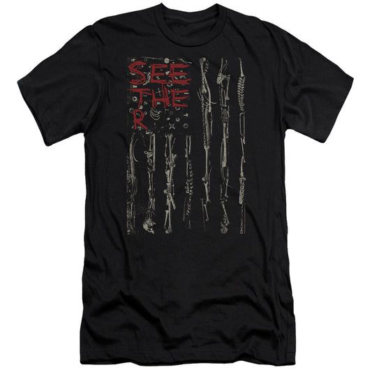 Seether Bone Flag Premium Bella Canvas Slim Fit Mens T Shirt Black