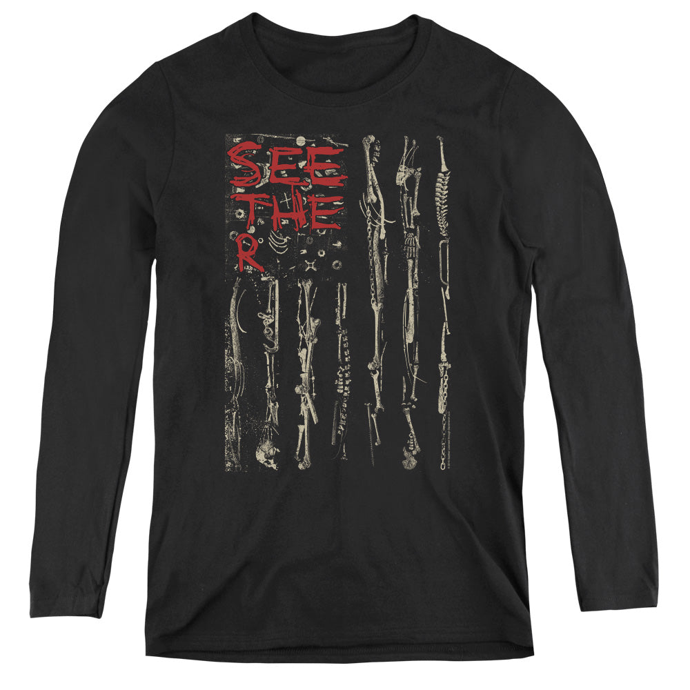 Seether Bone Flag Womens Long Sleeve Shirt Black