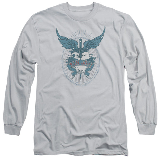 Bon Jovi Winged Heart Mens Long Sleeve Shirt Silver