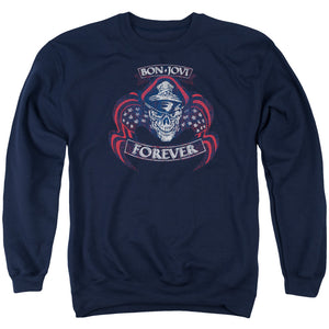 Bon Jovi Forever Skull Mens Crewneck Sweatshirt Navy Blue